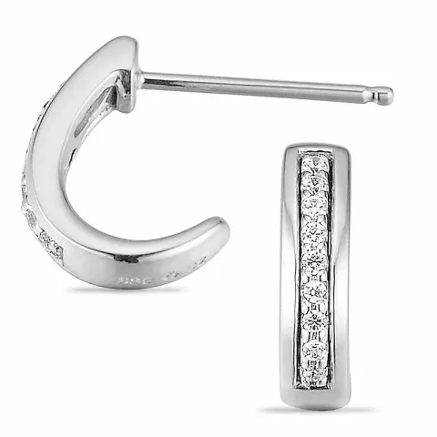 Diamant halvcreoler i 14 karat hvidguld med diamanter 