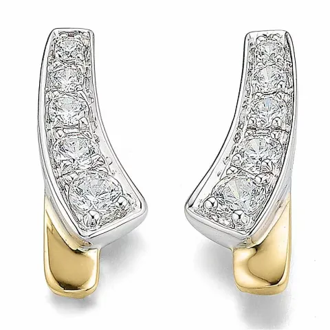 Diamant øreringe i 14 karat guld og hvidguld med diamanter