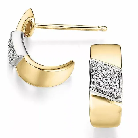 Diamant halvcreoler i 14 karat guld og hvidguld med diamanter