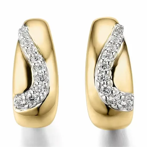 Diamant halvcreoler i 14 karat guld og hvidguld med diamanter