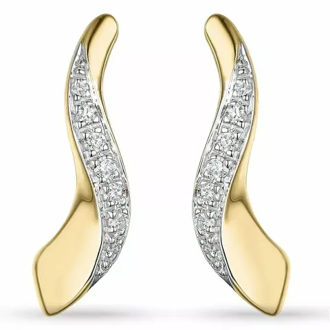 Diamant øreringe i 14 karat guld og hvidguld med diamanter