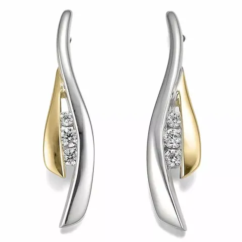 Diamant øreringe i 14 karat guld og hvidguld med diamanter