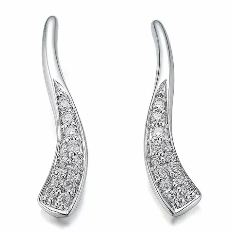 lange diamantøreringe i 14 karat hvidguld med diamant