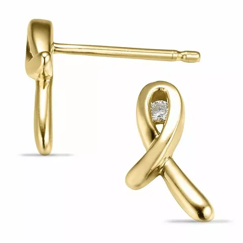 sløjfe diamant øreringe i 14 karat guld med diamant 
