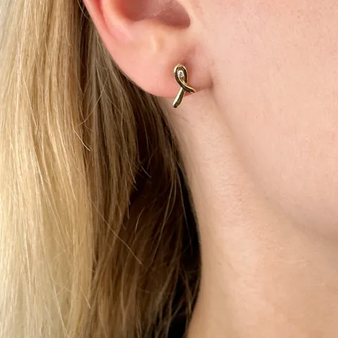 sløjfe diamant øreringe i 14 karat guld med diamant 