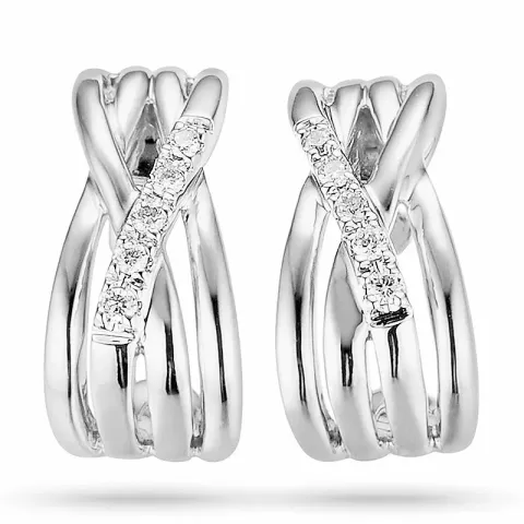 Diamant halvcreoler i 14 karat hvidguld med diamanter
