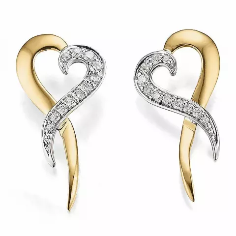 hjerte diamant øreringe i 14 karat guld og hvidguld med diamant 