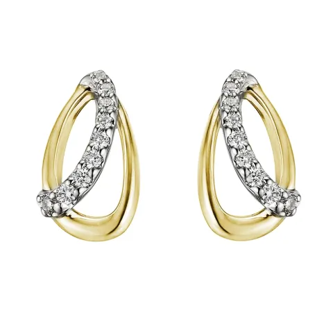 blomster diamant øreringe i 14 karat guld og hvidguld med diamant