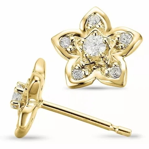 blomster diamant ørestikker i 14 karat guld med diamant