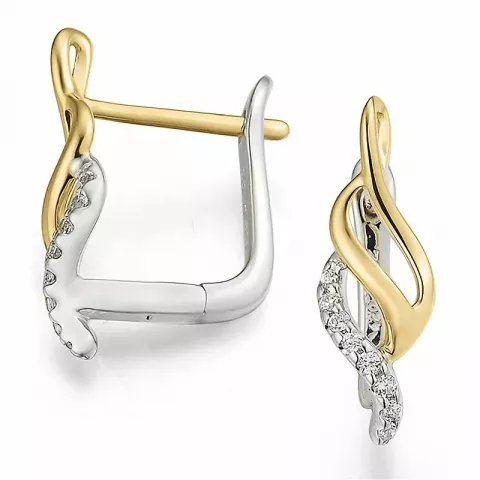 Diamant øreringe i 14 karat guld og hvidguld med diamanter 