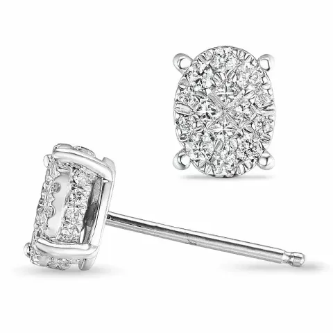 ovale diamantøreringe i 14 karat hvidguld med diamant og diamant