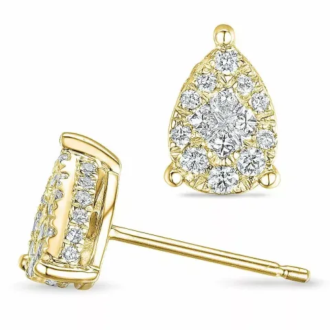 dråbe diamantøreringe i 14 karat guld med diamant og diamant