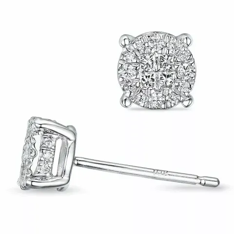 runde diamantøreringe i 14 karat hvidguld med diamant og diamant