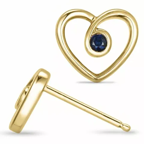 hjerte safir øreringe i 14 karat guld med safir