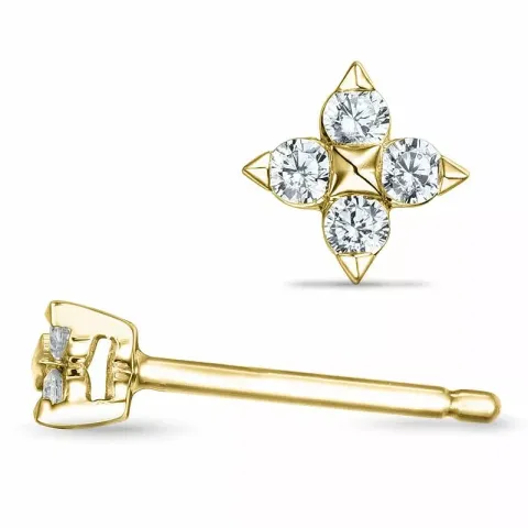 blomster diamantøreringe i 14 karat guld med diamant