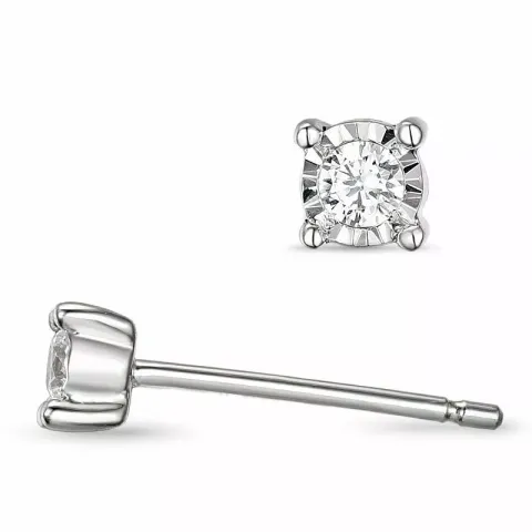 diamant solitaireørestikker i 14 karat hvidguld med diamant