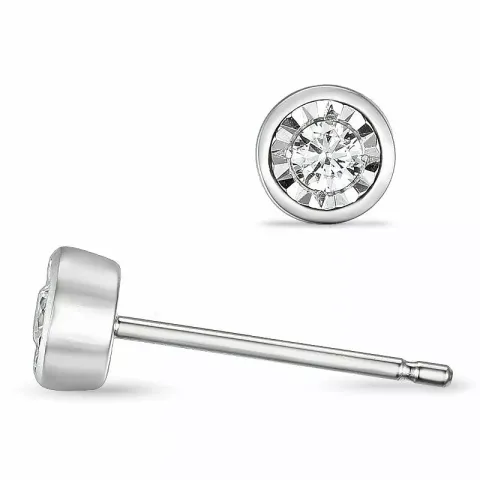 diamant solitaireørestikker i 14 karat hvidguld med diamant