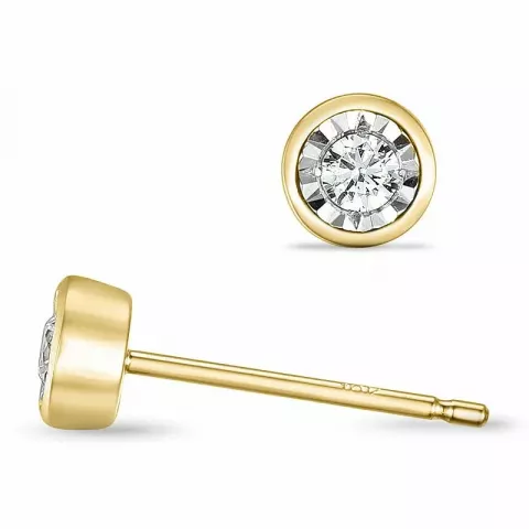 runde diamant solitaireørestikker i 14 karat guld og hvidguld med diamant 