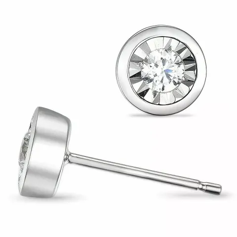 diamant solitaireørestikker i 14 karat hvidguld med diamant 