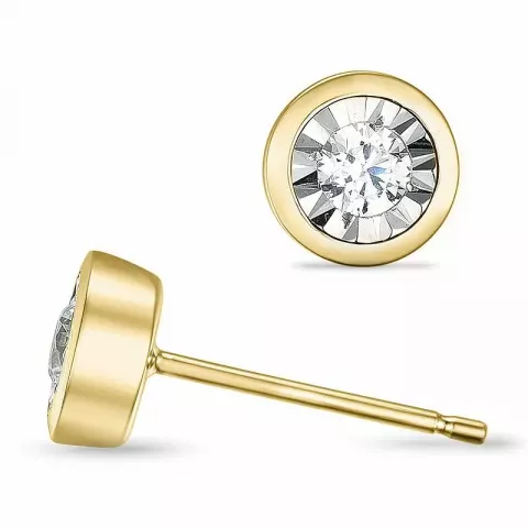 diamant solitaireørestikker i 14 karat guld og hvidguld med diamant 