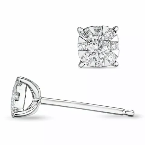 runde diamant ørestikker i 14 karat hvidguld med diamant og diamant