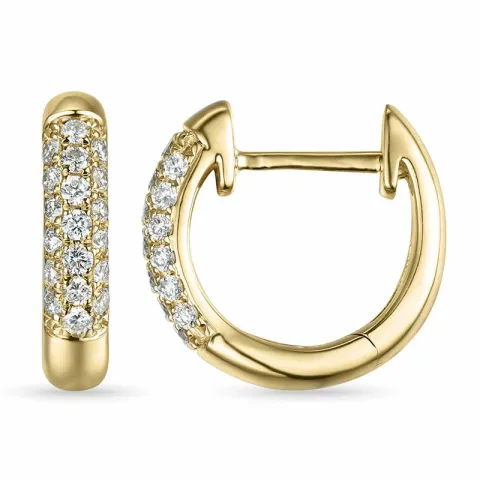 12 mm diamant creoler i 14 karat guld med diamant 