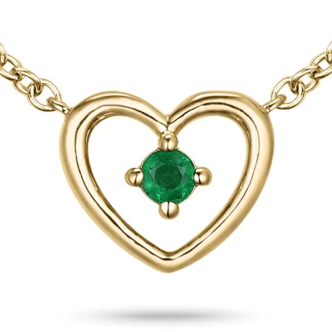 42 cm hjerte smaragd vedhæng med halskæde i 14 karat guld 0,06 ct