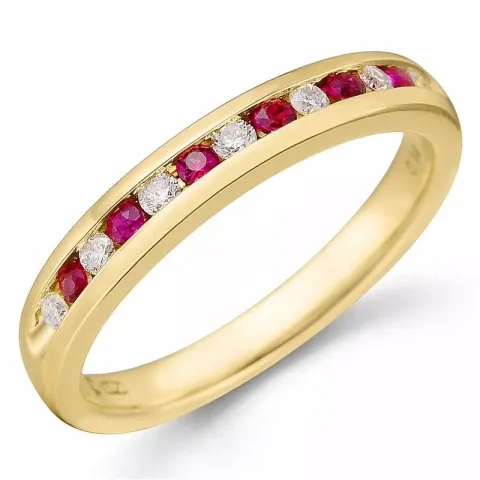 Rubin diamantring i 14 karat guld 0,17 ct 0,14 ct