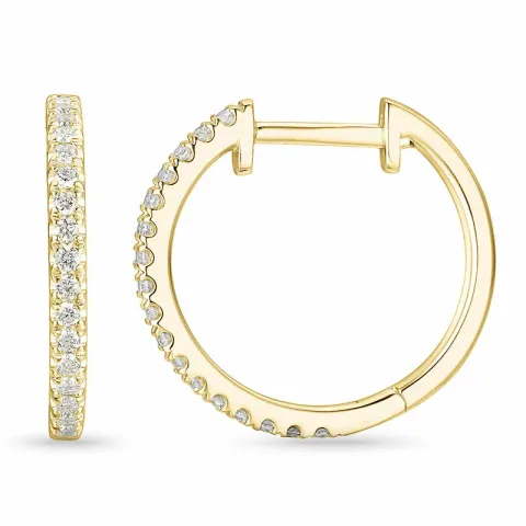 16 mm diamant creoler i 14 karat guld med diamant