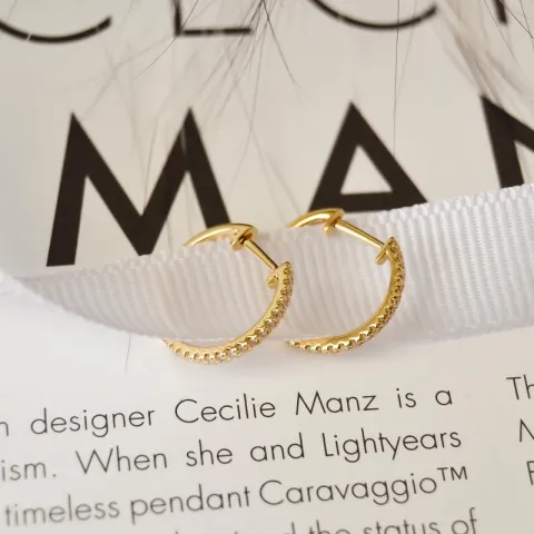 16 mm diamant creoler i 14 karat guld med diamant
