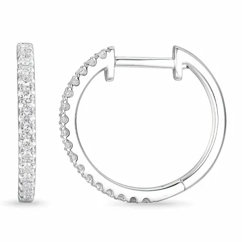 16 mm diamant creoler i 14 karat hvidguld med diamant