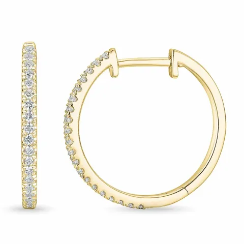 19 mm diamant creoler i 14 karat guld med diamant 