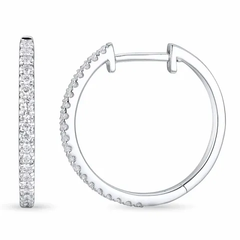 19 mm diamant creoler i 14 karat hvidguld med diamant