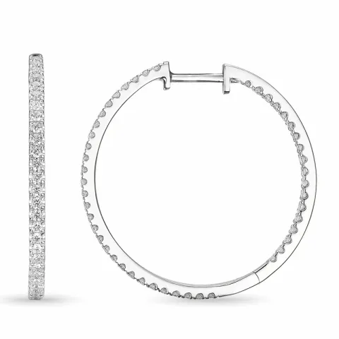 26 mm diamant creoler i 14 karat hvidguld med diamant