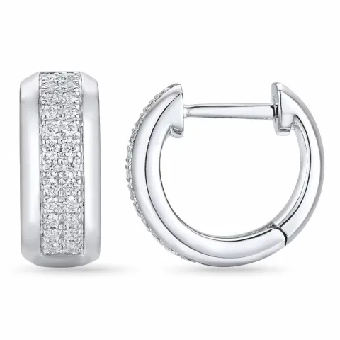 11 mm diamant creoler i 14 karat hvidguld med diamant
