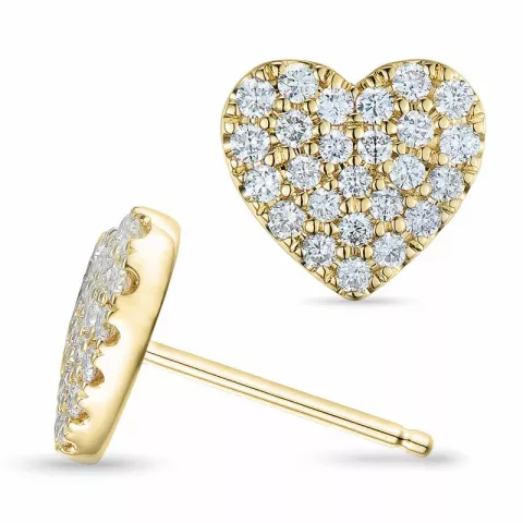 hjerte diamantøreringe i 14 karat guld med diamant 
