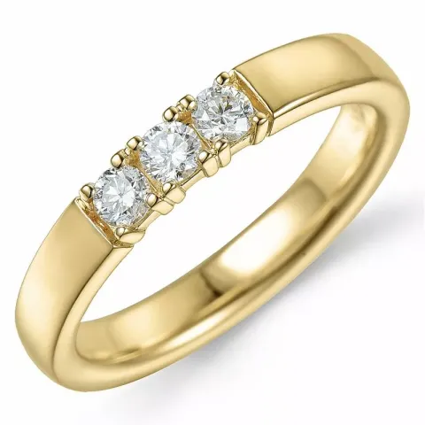 alliancering i 14 karat guld 3 x 0,10 ct