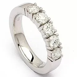 diamant alliancering i 14 karat hvidguld 5 x 0,20 ct