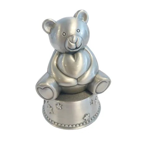 Dåbsgaver: bamse sparebøsse med musik i fortinnet model: 152-76291