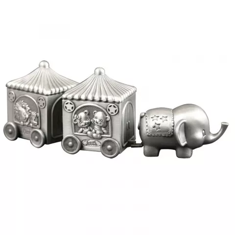 Dåbsgaver: elefant med 2 vogne første tand-hårlok i fortinnet  model: 154-73131