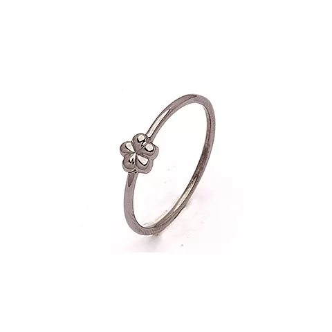 Simple rings blomst ring i sort rhodineret sølv