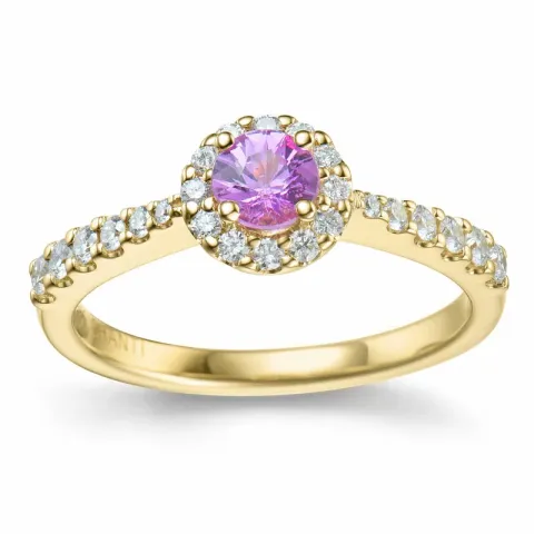 pink safir diamantring i 14 karat guld 0.41 ct 0,314 ct