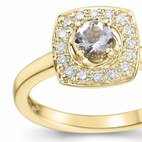 firkantet morganit diamantring i 14 karat guld 0,32 ct 0,192 ct