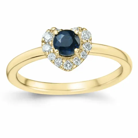 hjerte safir diamantring i 14 karat guld 0,45 ct 0,159 ct