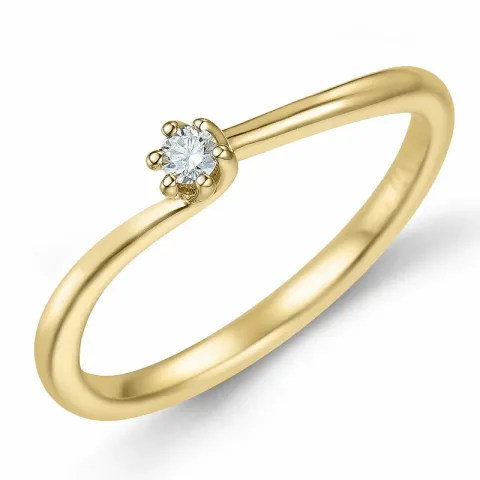 diamant solitairering i 14 karat guld 0,051 ct