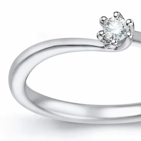 diamant solitairering i 14 karat hvidguld 0,051 ct