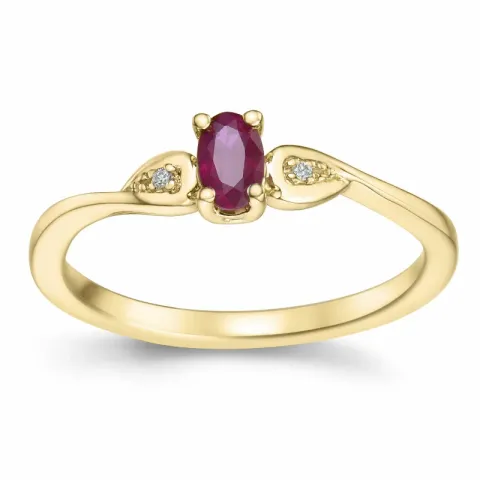 rubin diamantring i 14 karat guld 0,35 ct 0,008 ct