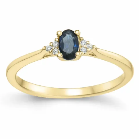 safir diamantring i 14 karat guld 0,35 ct 0,03 ct