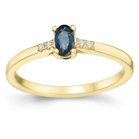 safir brillantring i 14 karat guld 0,35 ct 0,02 ct