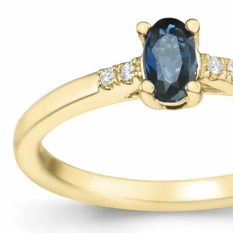 safir brillantring i 14 karat guld 0,35 ct 0,02 ct